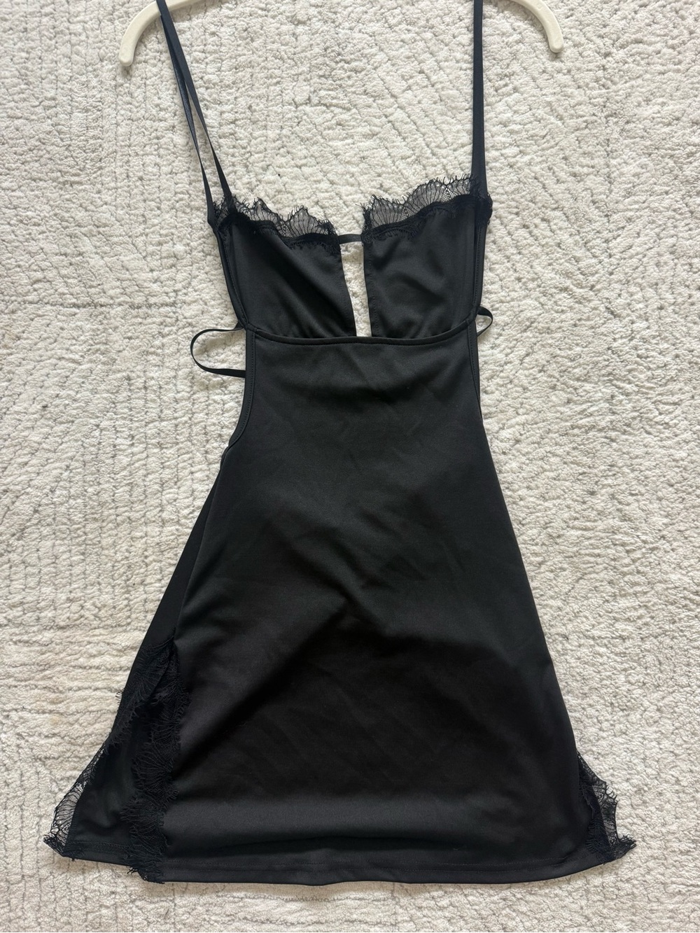 Black Lace-Trim Slip Dress